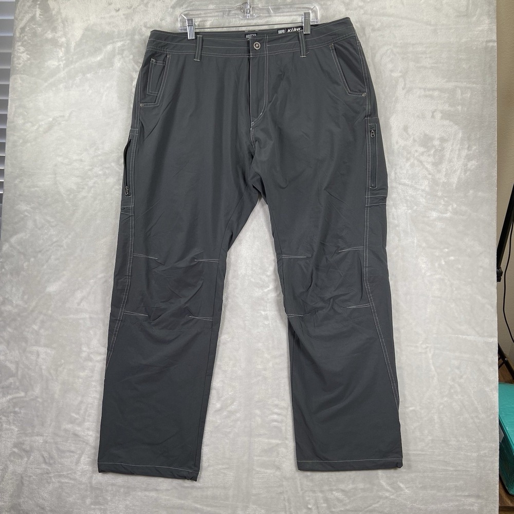 KUHL Pants mens 40x32 Classic Fit Zip Pockets Gray Gorpcore Outdoor Hiking Nylon